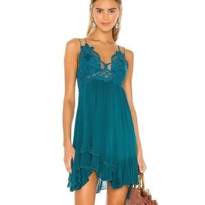 Free People crochet teal dress Adella